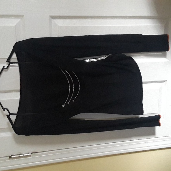 Y2K Triple Five Soul Rare long sleeve chain back sequin black tiger top Demure - Picture 6 of 13